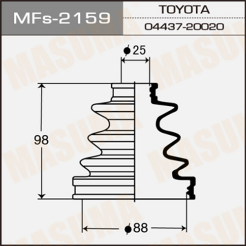 MASUMA MFS2159 Пыльник ШРУСа наружн.! (силикон 25x98x88)Toyota Camry 90-92/Prius 09-15, Lexus RX300 03-04