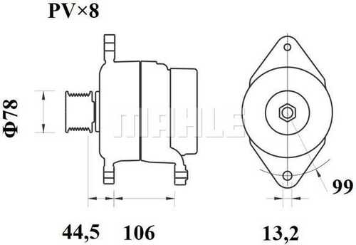 MAHLEKNECHT MG 817 Генератор! 28V 120A шкив Volvo FH SERIA FH 12/500