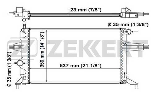ZEKKERT MK-1112 Радиатор охл. дв. Opel Astra F 1.6 98- Astra G 1.4/1.6/1.8 98- Zafira A 1.6/1.8 99-