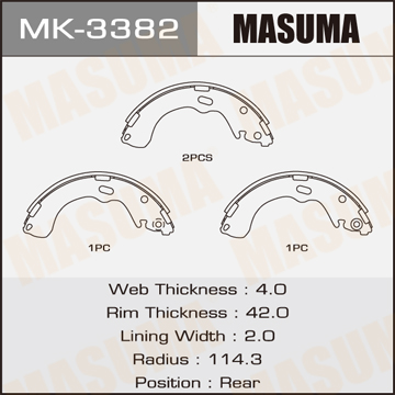 MASUMA MK-3382 Колодки тормозные барабанные