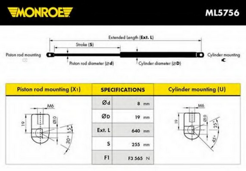 MONROE ML5756 Амортизатор багажника! Citroen C4 Picasso 1.6HDi/2.0HDi 07-13