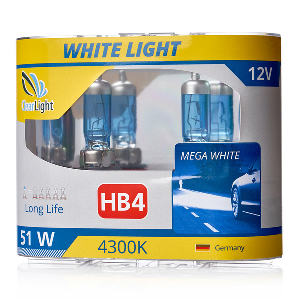 CLEARLIGHT ML9006WL Лампа! галогеновая12v HB4 51W P22d 4300K (бокс 2шт) White Light