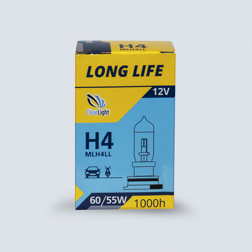 CLEARLIGHT MLH4LL Лампа! галогеновая 12V H4 60/55W P43t-38 3500K (хедер 1шт) Long Life