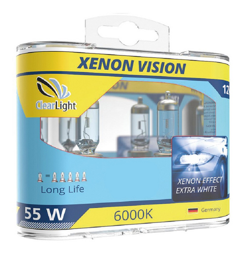 CLEARLIGHT MLH4XV Лампа! галогеновая 12V H4 60/55W P43t 6000K (бокс 2шт) Xenon Vision