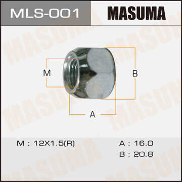 MASUMA MLS001 Гайка крепления колеса! Mazda 121/323/626/3/5/6, Toyota Carina/Corolla/RAV 4/Avensis 85>;Гайка колесная
