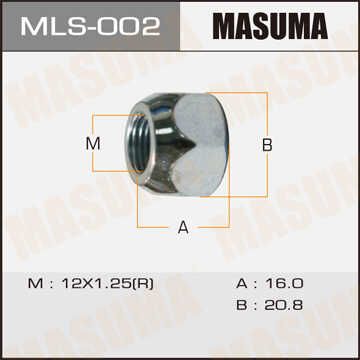 MASUMA MLS002 Гайка крепл. колеса! M12x1.25 ключ 21ммNissan Sunny/Primera/Almera/Terrano/Maxima/Serena 83>