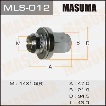 MASUMA MLS012 Гайка крепления колеса! M14x1.5 под ключ 22 Toyota Land Cruiser 4.2-4.7/4.2TD 98>
