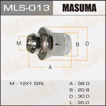 MASUMA MLS013 Гайка крепления колеса! Toyota Carina/Corolla/RAV 4/Avensis 85>;Гайка колесная