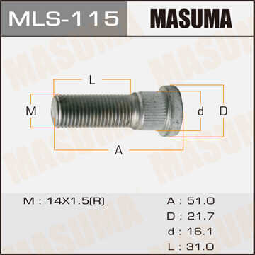 MASUMA MLS115 Шпилька колёсная! Toyota Land Cruiser 100 98-07