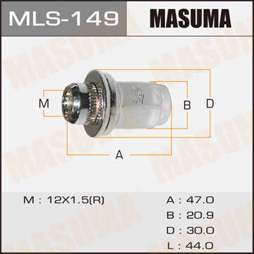 MASUMA MLS149 Гайка крепления колеса! 12x1.5 Toyota Avensis/Corolla/RAV 4 all 94>