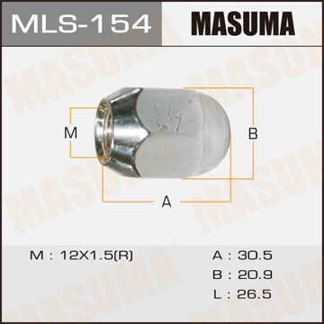 MASUMA MLS154 Гайка креплен. колеса! 12x1.5Mitsubishi Colt/Lancer/Galant/Outlander,Toyota Corolla/Camry 91>