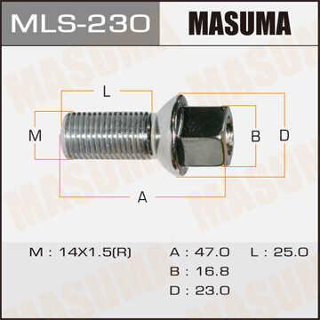 MASUMA MLS230 Болт крепления колеса M14x1.5x47Audi 80/100/A2-A8 80>,VW Golf 92>