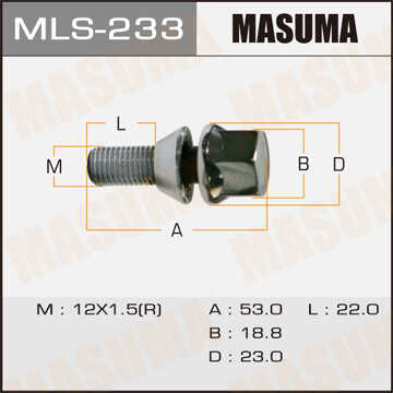 MASUMA MLS-233 Болт крепления колеса M12x1.5x52 Renault R19/R21/Clio/Megane/Kangoo/Twingo 86>