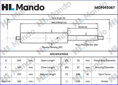 MANDO MOP045067 амортизатор багажника Audi A4 B6/A6 C5