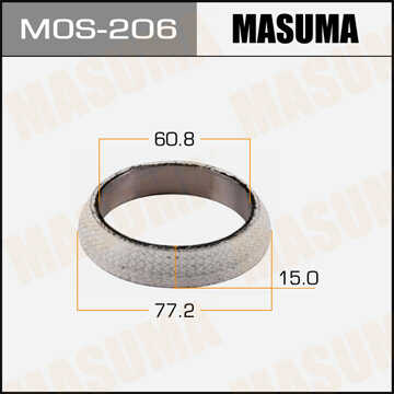 MASUMA MOS206 Кольцо уплотнит.! (м) 60.8x77.2x15 Toyota 1.6/1.8/2.0/2.2/3.0/4.2, Mazda Xedos 2.0/2.5 <02;Прокладка выпускного коллектора