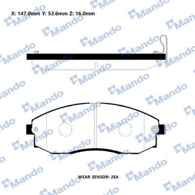 MANDO MPH07 Колодки дисковые передние! Hyundai H-1/Starex 2.4/2.5D/TD/CRDi 97>