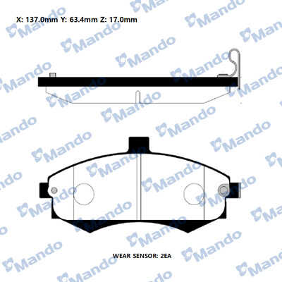 MANDO MPH29 колодки дисковые передние! Hyundai Elantra 1.6i/2.0DOHC/CRDi 02>