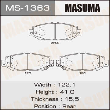 MASUMA MS1363 Колодки дисковые задн.! Lexus GS 300/430 93>/LS 400 94-00