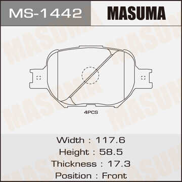 MASUMA MS1442 Колодки дисковые передние! Toyota Celica 1.8/Corolla/Corolla Verso 1.8/2.0D-4D 99>