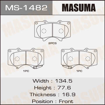 MASUMA MS1482 Колодки дисковые передние! Toyota Land Cruiser J12 4.0i/3.0D 03>;Колодки дисковые, AN-690WK, NP1162, P83102 front (1/12)
