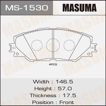 MASUMA MS-1530 Колодки дисковые передние! Toyota Rav4 2.0VVT-i/2.2D-4D 06>;Колодки тормозные