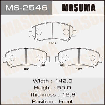 MASUMA MS2546 Колодки дисковые передние! Nissan Qashqai all 07> /X-trail 07>;Колодки тормозные