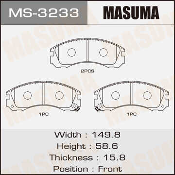 MASUMA MS3233 Колодки дисковые передние Mitsubishi Galant 2.0/2.5 89>/L200 2.5D/TD 96>;Колодки тормозные
