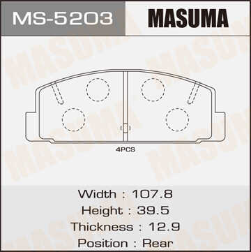 MASUMA MS5203 Колодки дисковые задние! Mazda RX-7 2.3/2.6 84-91