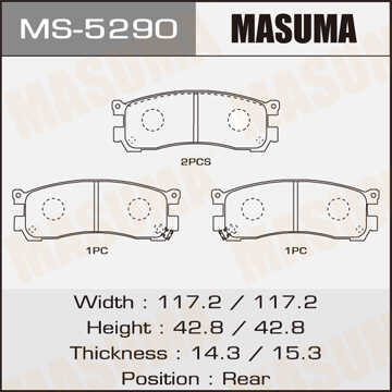 MASUMA MS5290 Колодки дисковые з.! Mazda Xedos6/Xedos9 2.0i-2.5i & 24V 92>