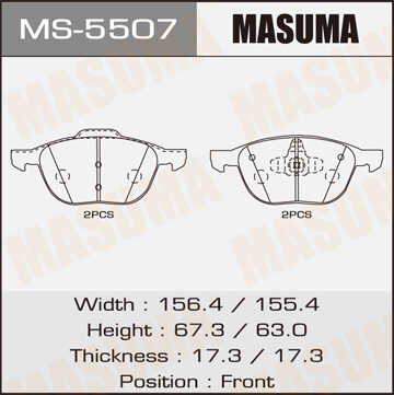 MASUMA MS-5507 Колодки дисковые передние! Ford Focus III 1.6/1.6TDCi/2.0TDCi 11>