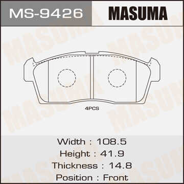 MASUMA MS9426 Колодки дисковые! передниеsuzuki Ignis 1.3i 00-03, Daihatsu YRV 1.3i 4WD 01>