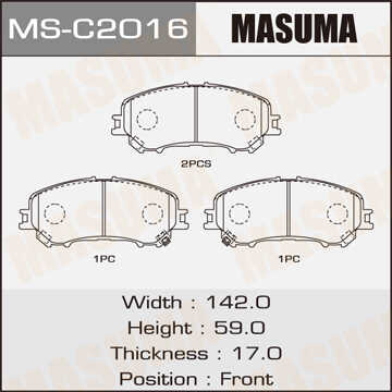 MASUMA MSC2016 Колодки диск. перед.! Nissan Qashqai 1.6/2.0/1.5dCi/1.6dCi 13>