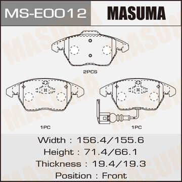 MASUMA MS-E0012 Колодки тормозные дисковые