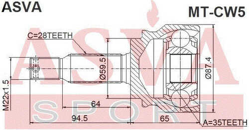 ASVA MT-CW5 ШРУС наружный 35x59,5x28 9154144