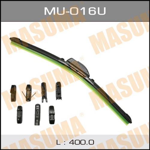 MASUMA MU016U Щетка плоская! 400mm универсальная;Дворник 16' бескаркасный, универсальный (400мм) 8 видов креплений (1/50)