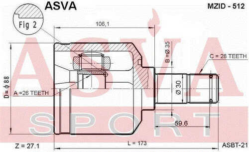 ASVA MZID-512 ШРУС внутренний левый 26x35x28 (10013160/240820/0444562/9, китай)