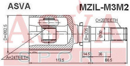 ASVA MZIL-M3M2 ШРУС внутренний левый 24X35X28 (10013160/020220/0043444/9, китай)