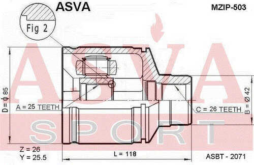 ASVA MZIP-503 ШРУС внутренний правый 25x42x26 (10013160/021219/0517051/9, китай)