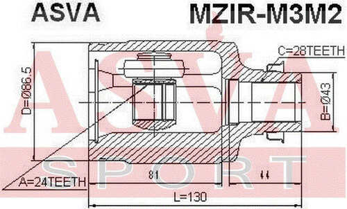 ASVA MZIR-M3M2 ШРУС внутренний правый 24x35x28 (10013160/100220/0059517/11, китай)