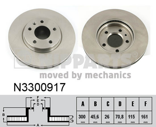 NIPPARTS N3300917 Диск тормозной передний! Chevrolet Cruze 09>, Opel Astra J/Zafira 1.4-1.6/1.7-2.0CDTI 09>;Тормозной диск