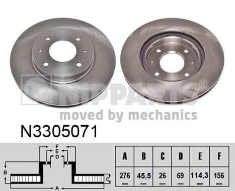 NIPPARTS N3305071 Диск тормозной передний! Mitsubishi Lancer All 03>/Galant 2.0-2.5 96-04