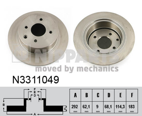 NIPPARTS N3311049 Диск тормозной задний! Nissan Tiida/Cube 1.6/1.8/1.5dCi 07>