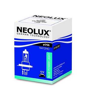 NEOLUX N472HC Лампа BLUE POWER LIGHT! 1шт. (H4) 12V 100/90W P43t повышенная цветовая темпер.5000к (картон)