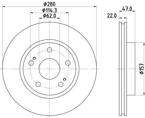 NISSHINBO ND9010K Диск тормозной перед. 280x22/47 SUZUKI SX4 1.5 06>10, 1.6 07>, 13>, AllGrip, AWD 07>11, SX