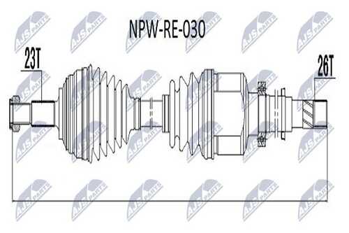 NTY NPW-RE-030 Полуось Renault Megane II 1.4,1.5DCI,1.6 02- правая