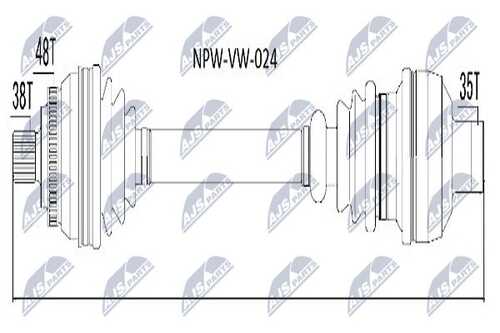 NTY NPW-VW-024 Полуось VW SHARAN, FORD GALAXY, SEAT ALHAMBRA 1.9TDI AHU/1Z 95-01 /MTM/RIGHT