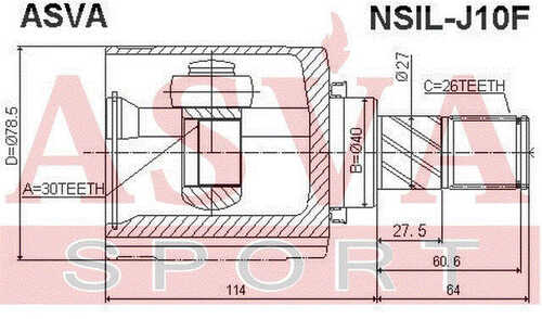 ASVA NSIL-J10F ШРУС внутренний лев Asva