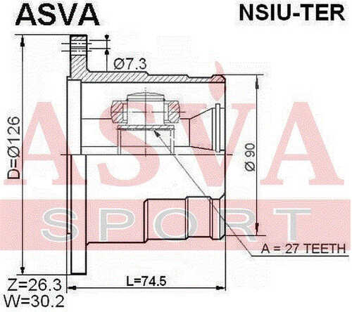 ASVA NSIU-TER ШРУС внутренний 27x126 (10013160/230320/0149447/11, китай)