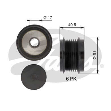 GATES OAP7103 Шкив генератора! Audi A4/A5 1.8/2.0TFSI 07>/Q5 2.0TFSi 08>