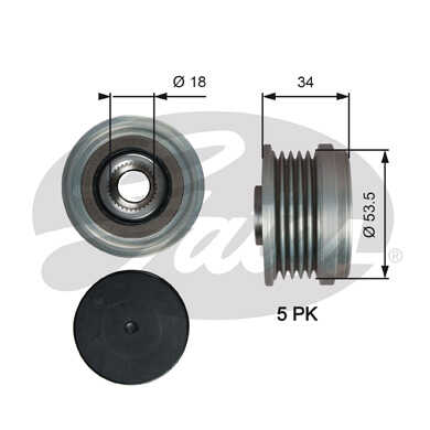 GATES OAP7202 Шкив генератора! Opel Corsa/Insignia 1.2-1.4i 09-14